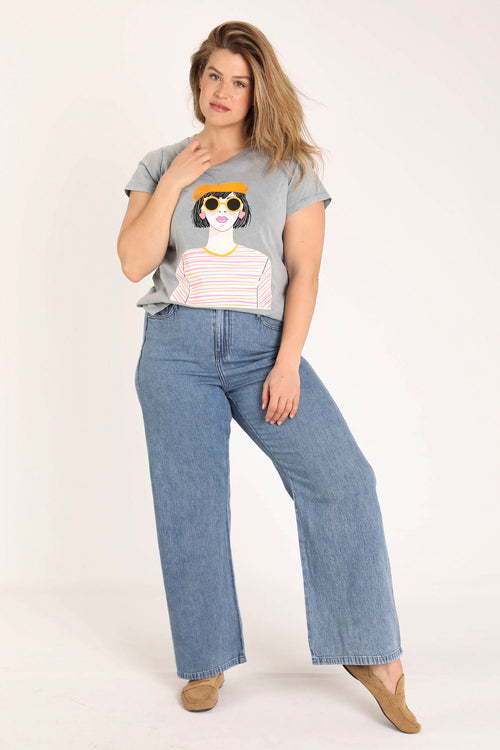 Damen-T-Shirt aus bedruckter Baumwolle-Paprika-6