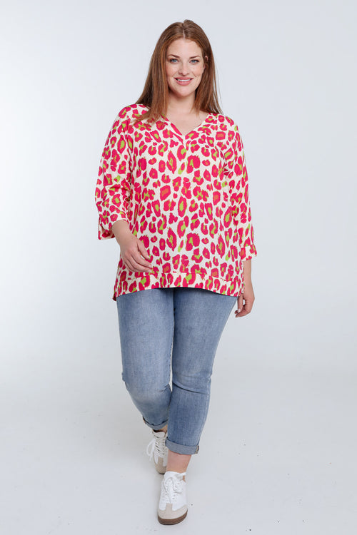 Tierhaut-Muster Viskosebluse-Paprika-9