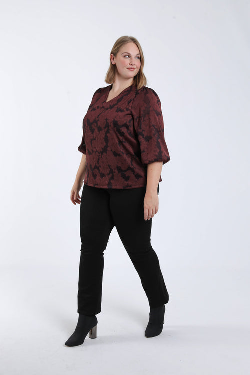 Blouse effet dentelle dessin floral-Paprika-6