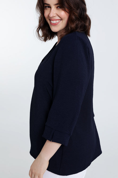 Locker geschnittene, unifarbene Bluse-Paprika-5