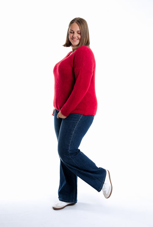 Pullover mit einfarbiger Alpakawolle-Paprika-6