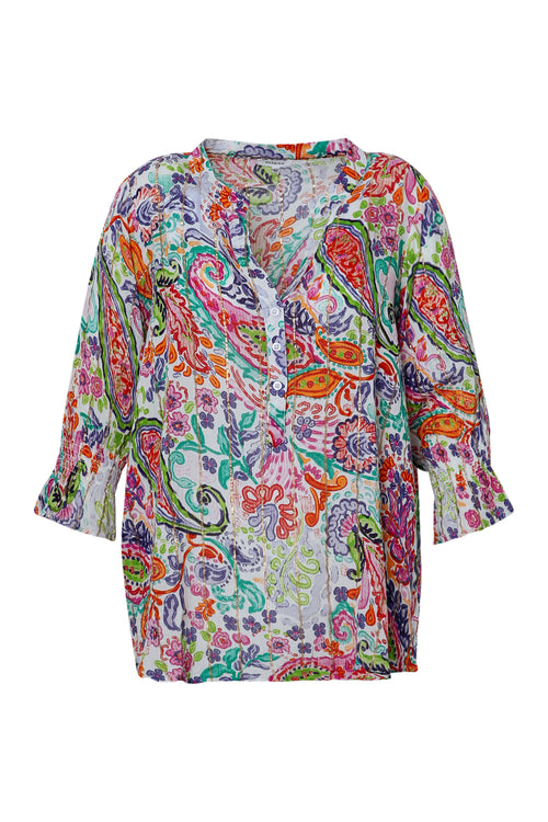 Blouse en viscose imprimé cachemire avec lurex-Paprika-10