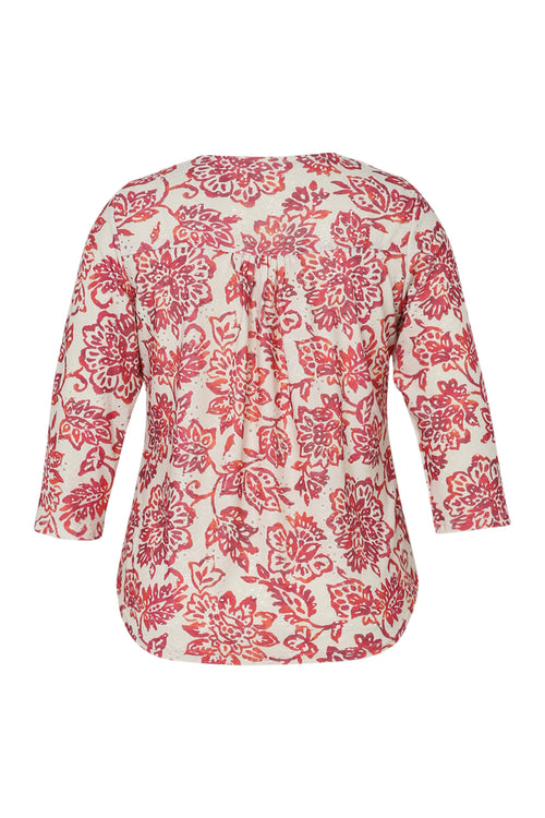  Besticktes T-Shirt mit Blumenprint-Paprika-11