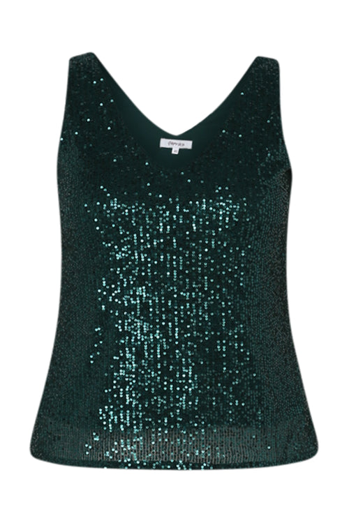 Unifarbenes, gerade geschnittenes Top mit Pailletten-Paprika-10