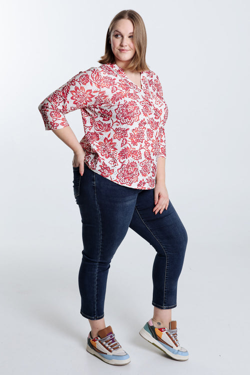  Besticktes T-Shirt mit Blumenprint-Paprika-8