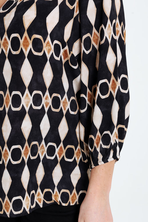 Bluse aus Viskose mit grafischem Print-Paprika-3