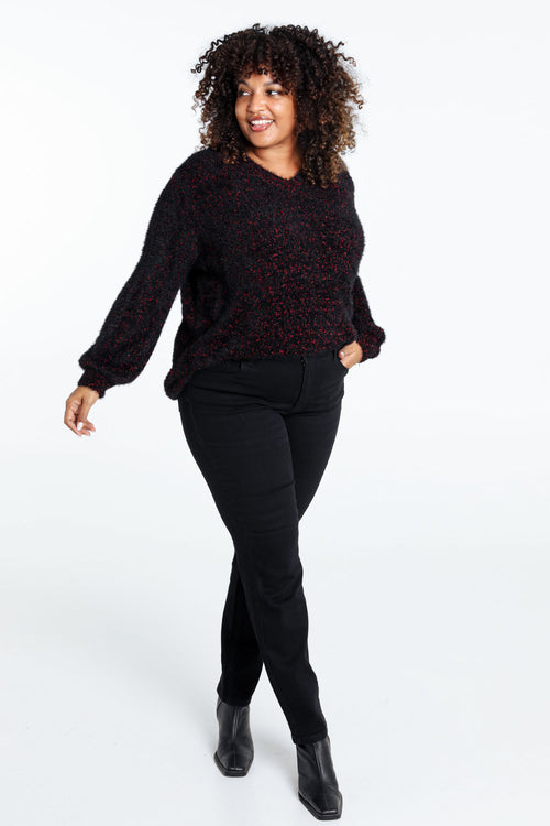 Schlichter Popcorn-Strickpullover-Paprika-8