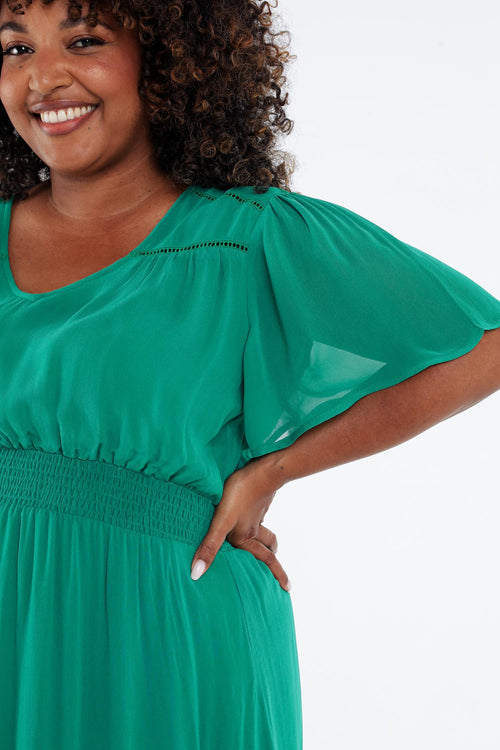 Robe longue en viscose unie-Paprika-6