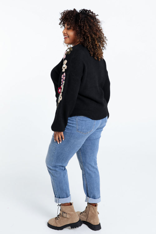 Einfarbiger Pullover mit Stickeffekt an den Ärmeln-Paprika-3