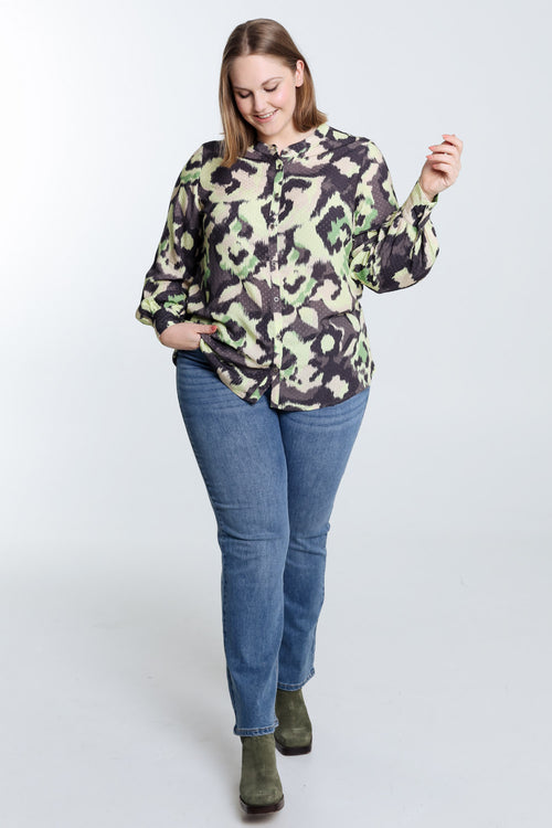 Plumetis-Bluse aus Viskose mit abstraktem Muster-Paprika-9