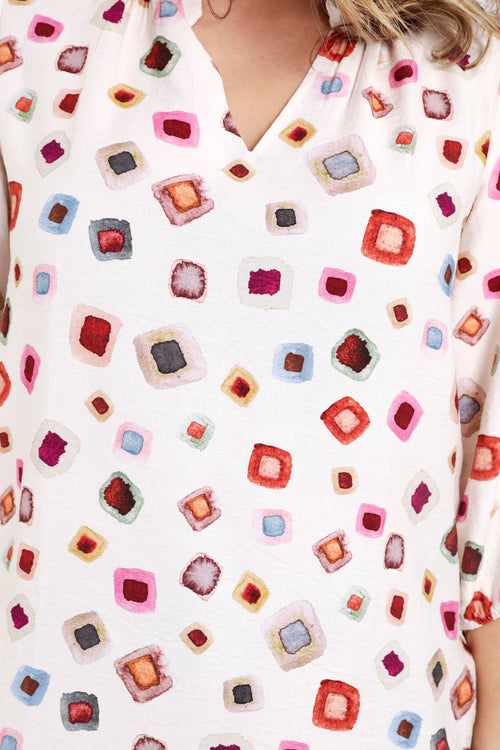 Blouse en viscose imprimé géométrique-Paprika-5