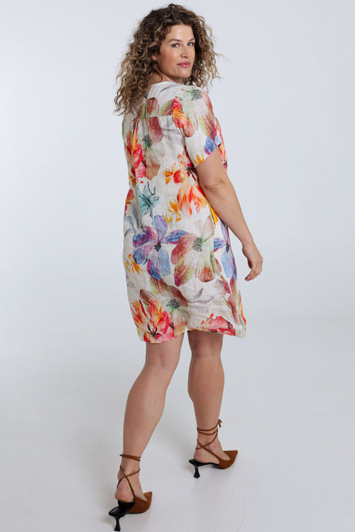 Leinenkleid mit Blumenmuster-Paprika-2