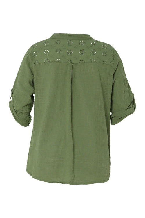 Bluse aus einfarbigem Baumwollvoile-Paprika-11