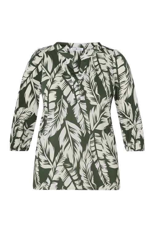  T-Shirt mit Blätter-Print-Paprika-10