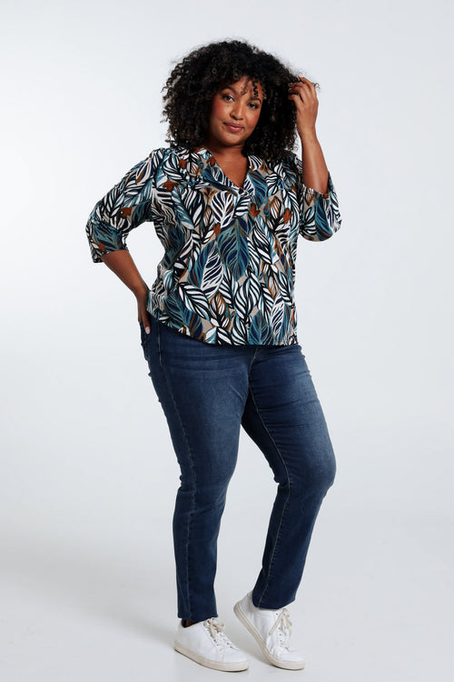 T-Shirt mit Federmuster-Paprika-6