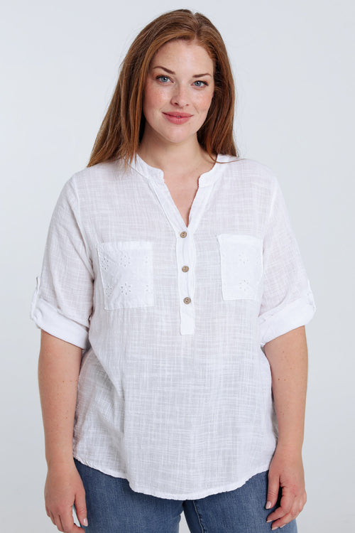 Bluse aus einfarbigem Baumwollvoile-Paprika-1