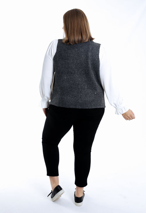 Gilet sans manches uni avec broderies-Paprika-2