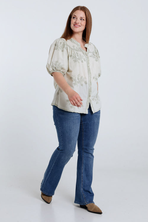 Baumwollbluse mit gestickten Blumen-Paprika-8