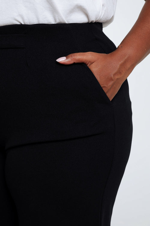 Unifarbene, gerade geschnittene Hose mit Halbgürtel und goldfarbener Schnalle-Paprika-5