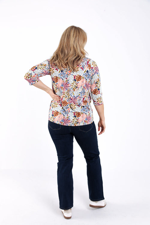 T-Shirt mit Blattmuster-Paprika-2