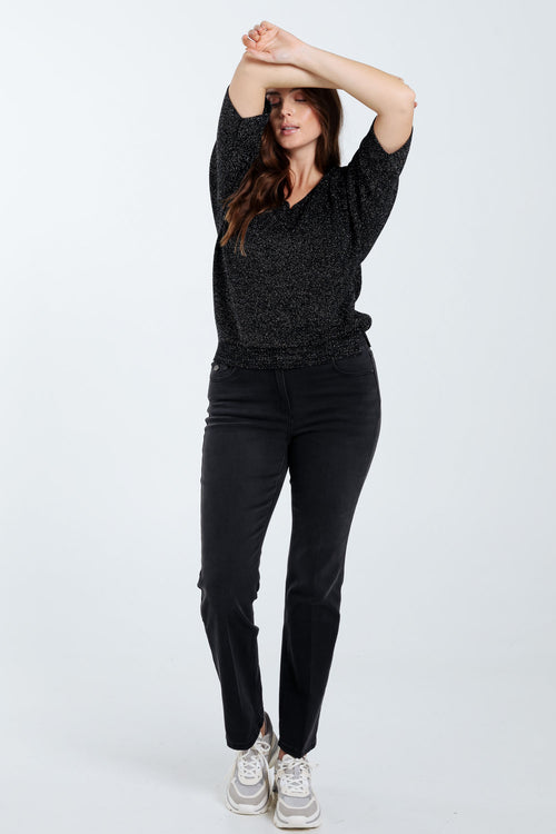 Einfarbiger Pullover mit Lurex-Paprika-7