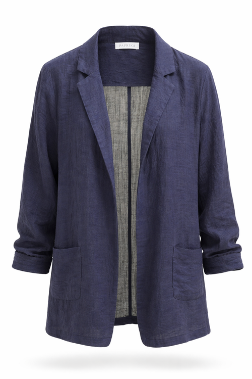 Blazer souple en viscose uni-Paprika-1