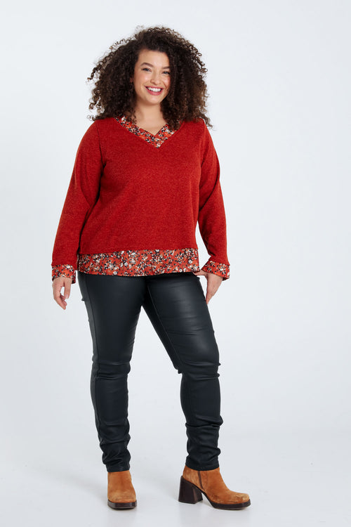 2-in-1-T-Shirt mit Blumendruck-Paprika-9