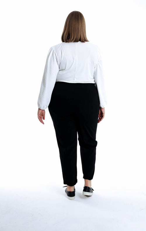 Einfarbige Hose mit Schmuckdetail-Paprika-2