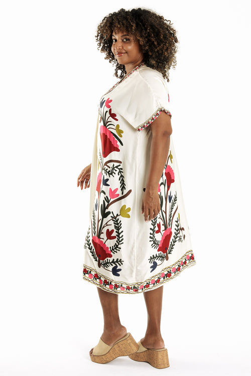Kleid aus bedrucktem Viskosestoff im Folklore-Stil-Paprika-2