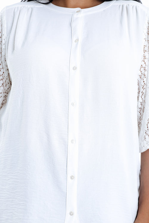 Blouse unie manches en crochet-Paprika-6