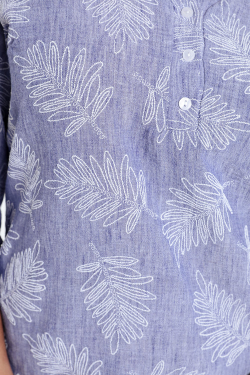 Zweifarbige Bluse mit Blattdetail-Paprika-6