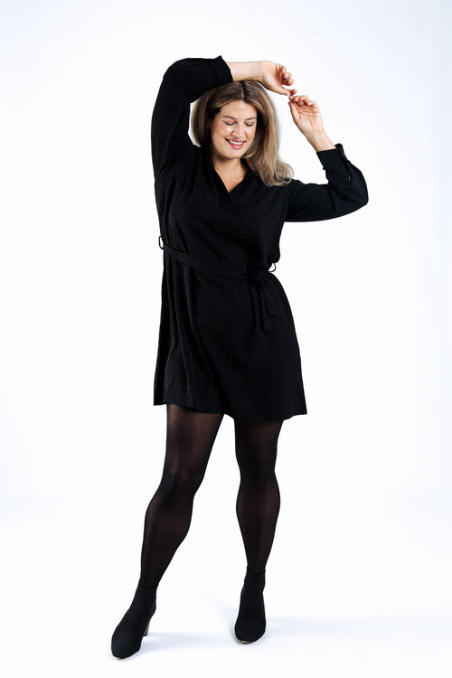 Uniertes Kleid mit tonalem Strasssteinbesatz-Paprika-6