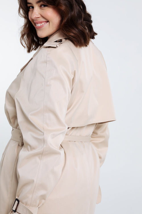 Halblanger, unifarbener Trenchcoat mit doppelter Knopfleiste-Paprika-6