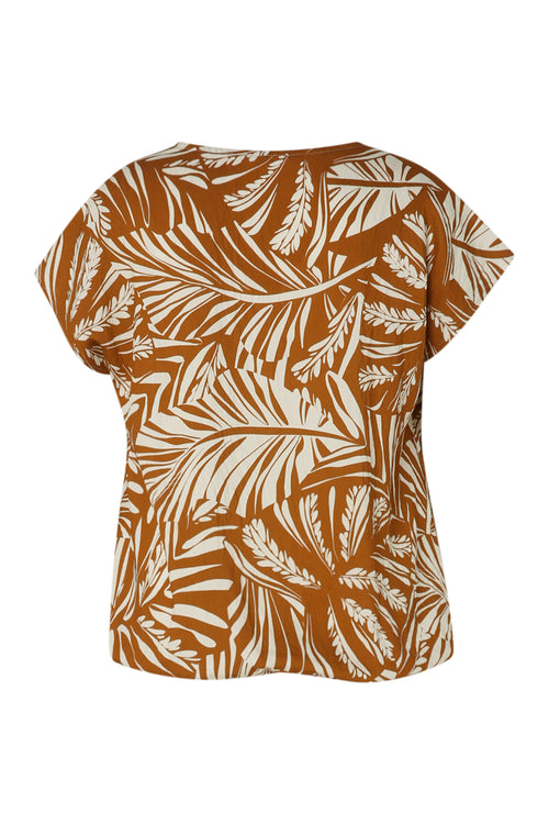 Bluse aus bedruckter Viskose mit zweifarbigen Blättern-Paprika-11
