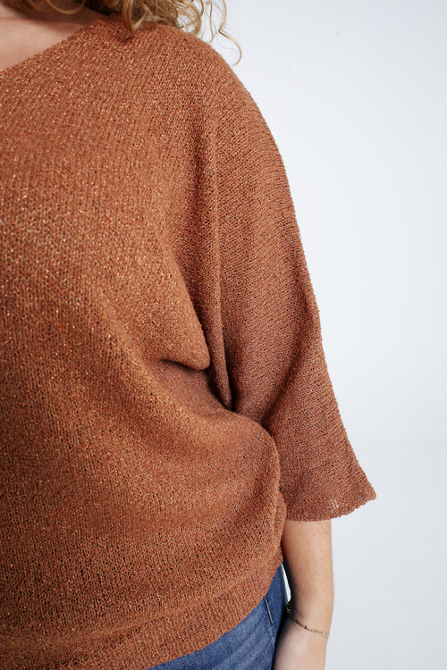 Boxförmiger Pullover aus Baumwolle mit Lurex-Paprika-5