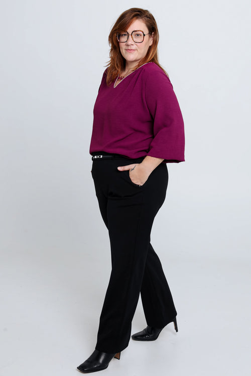 Unifarbenes T-Shirt mit Lurex und Schmuckbesatz-Paprika-7