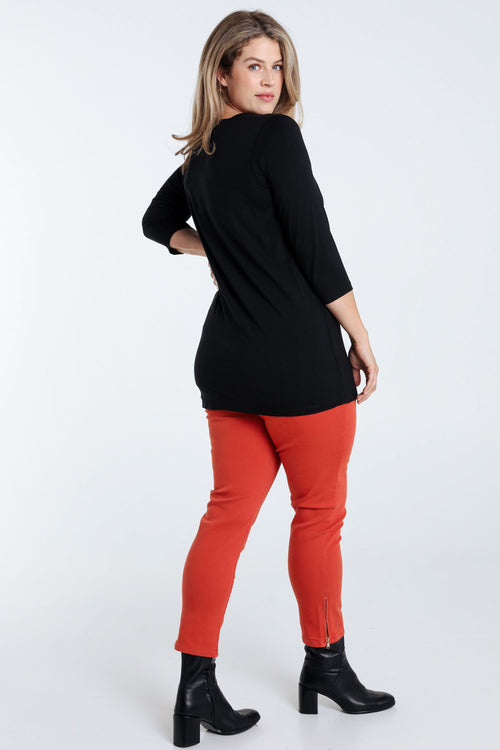 Einfaches, einfarbiges Viskose-T-Shirt-Paprika-2