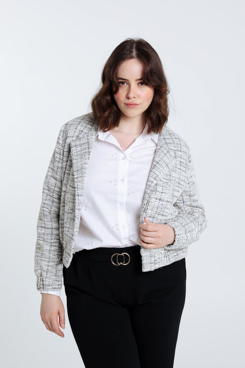 Veste effet tweed-Paprika-1