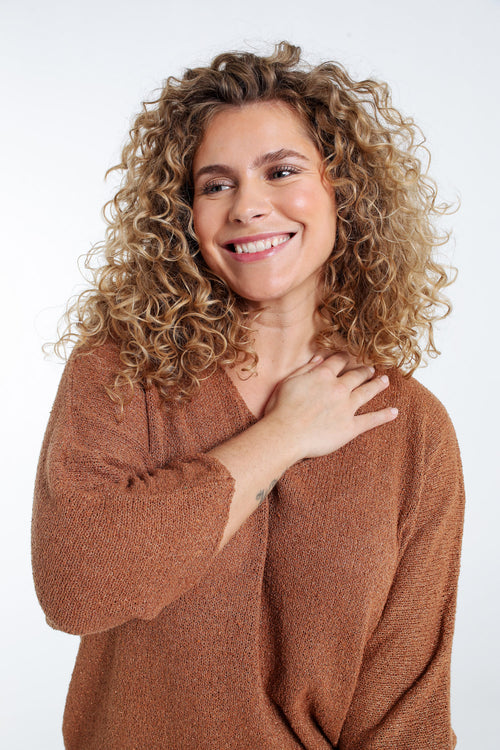 Boxförmiger Pullover aus Baumwolle mit Lurex-Paprika-4
