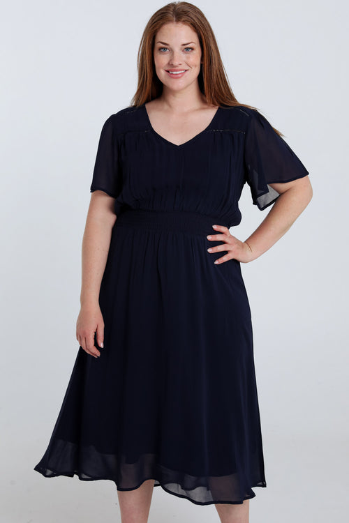 Lange unifarbene Viskosekleid-Paprika-1