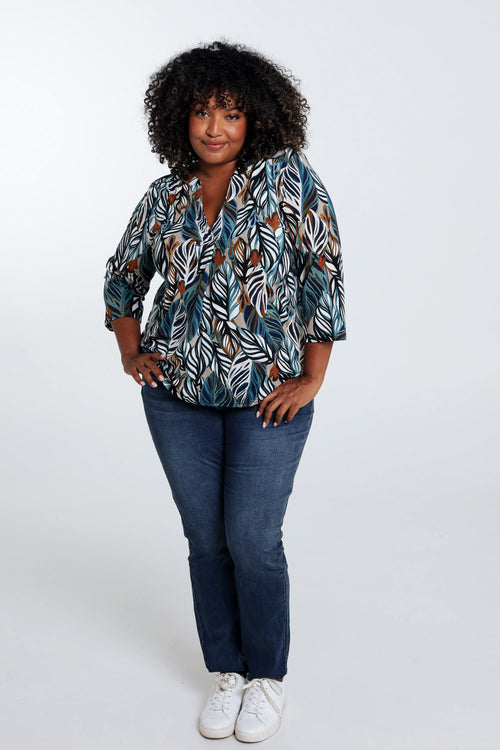 T-Shirt mit Federmuster-Paprika-8