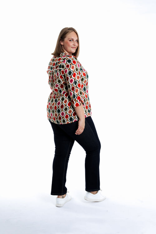Bluse aus bedrucktem Viskosestoff-Paprika-2