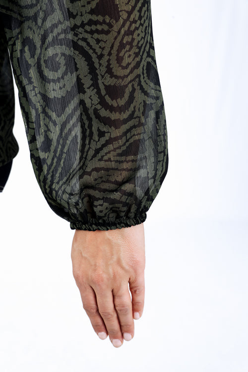 Zweifarbige Bluse mit Paisley-Muster-Paprika-6