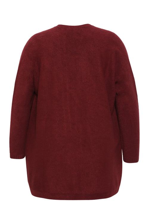 Langer Cardigan aus einfarbiger Viskose-Paprika-2