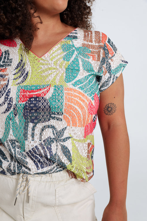 Blumenmuster T-Shirt-Paprika-3