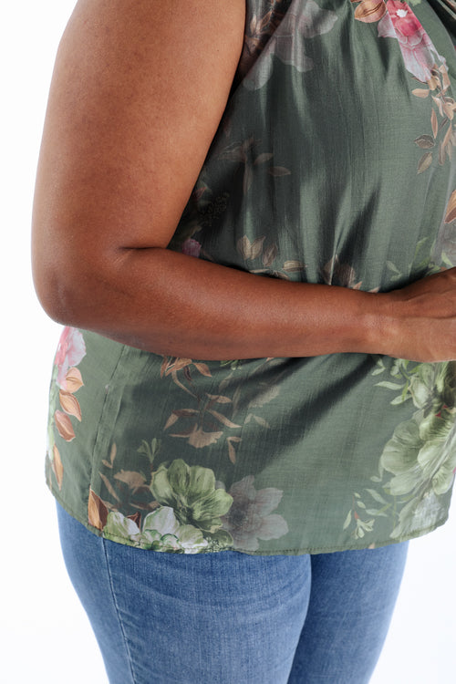 Bedrucktes Viskose-Tanktop mit Blumenmuster-Paprika-5