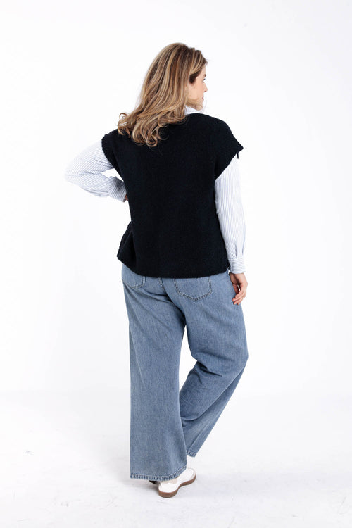 Ärmellose Strickweste aus einfarbigem Bouclé-Strick-Paprika-2