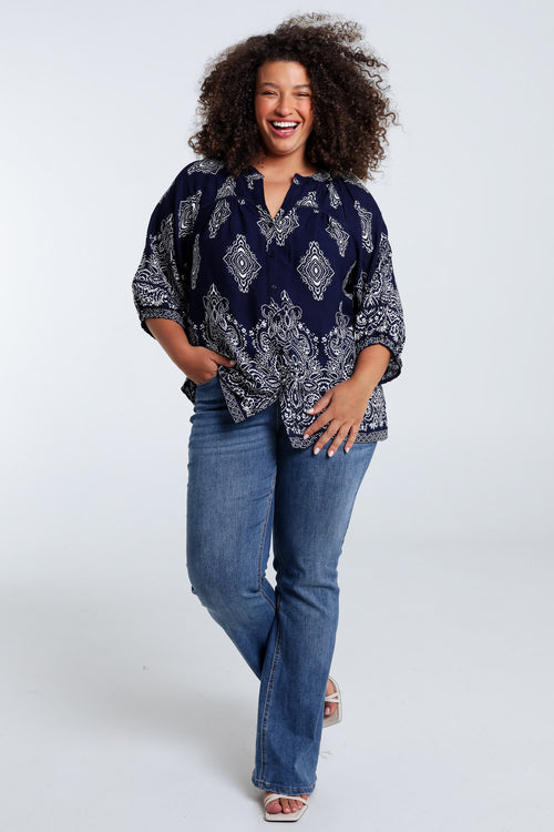 Bluse aus bedruckter Viskose mit Kaschmirmuster-Paprika-8