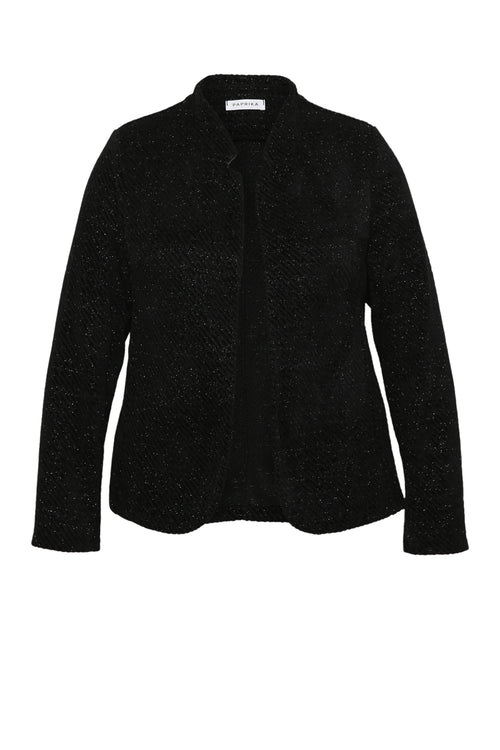 Veste jacquard bicolore avec lurex-Paprika-1