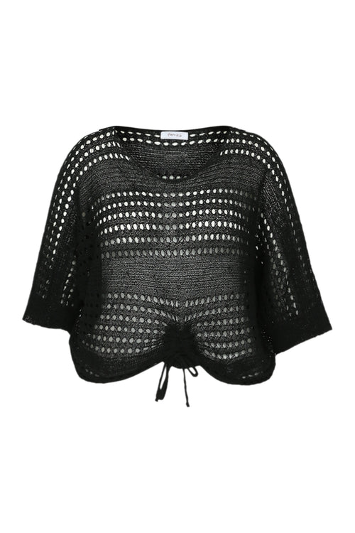 Kurzer, unifarbener Pullover aus Viskose-Paprika-10